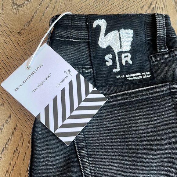 Free People x Sandrine Rose Mid Rise Black Distressed Skinny Jeans NWT - Picture 3 of 5